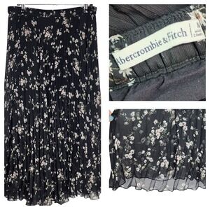 Y2K Abercrombie Fitch Floral Pleated Maxi Skirt Grunge Dark Fairy 90s Womens M